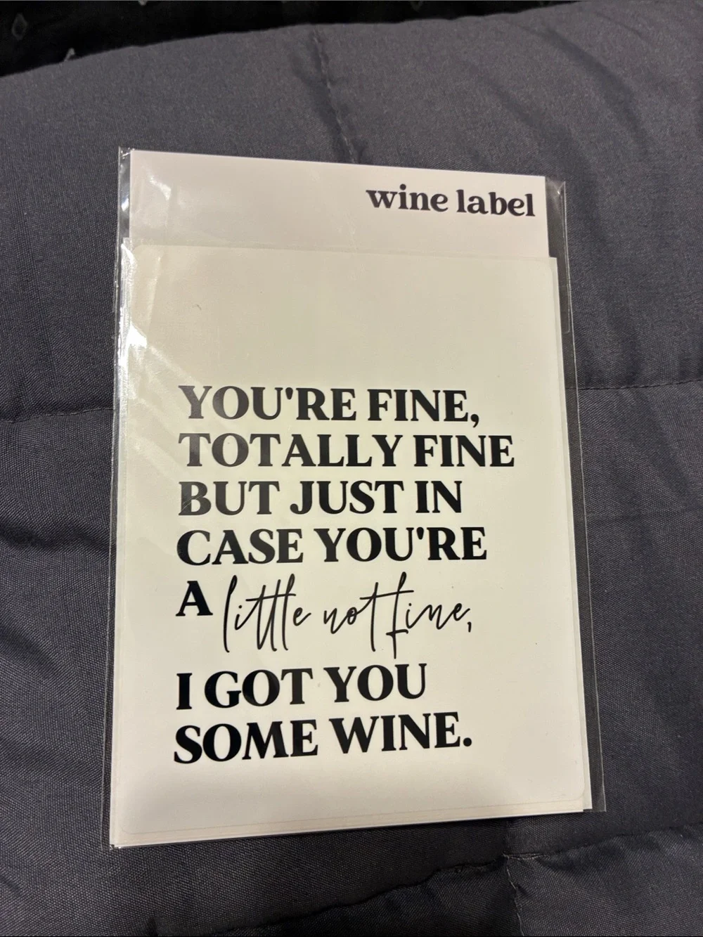 Wine 🍷 Label Sticker Pack of 5 - Black & White Typographic Designs - Humorous